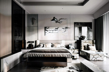 Dark living room interior with black empty wall. Stylish Interior Design Background. Industrial Living Room