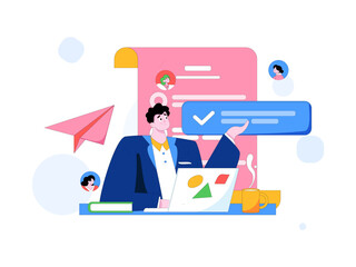 Personnel doing job interview flat vector concept operation hand drawn illustration
