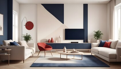 Photo interior modern design room 3D illustration