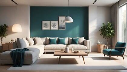 Photo interior modern design room 3D illustration
