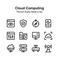 Visually perfect cloud computing icons set, ready for premium use