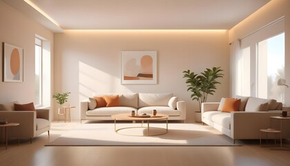 Fototapeta premium Photo interior modern design room 3D illustration