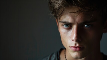 Obraz premium A portrait capturing the essence of a solitary attractive young man