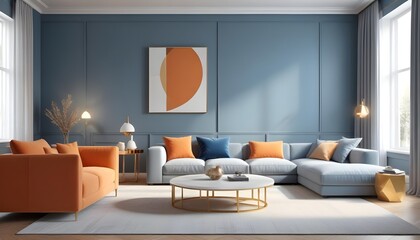 Photo interior modern design room 3D illustration