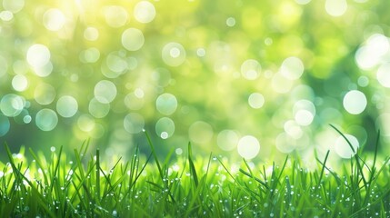 Obraz premium Abstract background of green grass with blurred bokeh