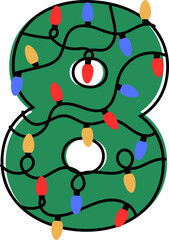 Christmas lights numbers design graphics