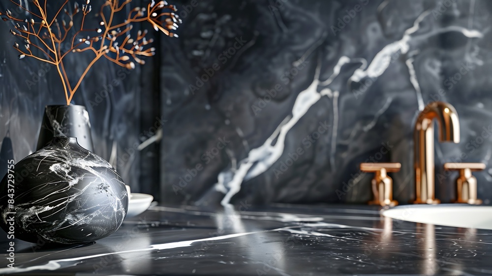 Poster marble counter table top in bath room background : generative ai