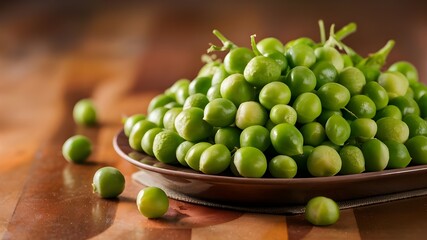 Tabletop Display of Fresh Peas Close Up
