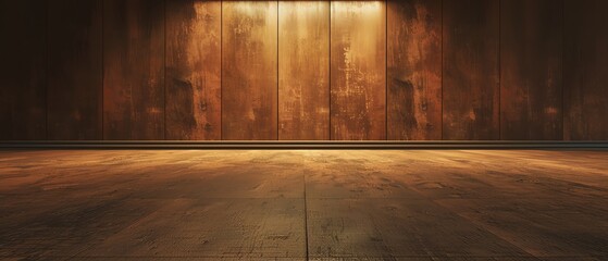 Empty room with dark wooden flooring and dim lighting, suitable for backgrounds or design elements, showcasing an interior setting.