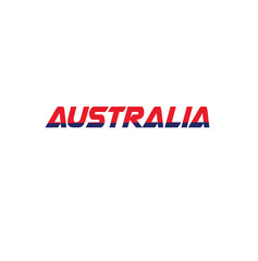 The word Australia in the colors of the Australian