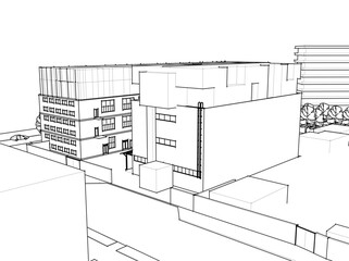 architectural drawing 3d vector illustration