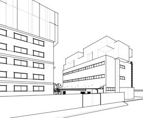 architectural drawing 3d vector illustration