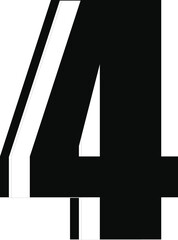 Number 4, black font