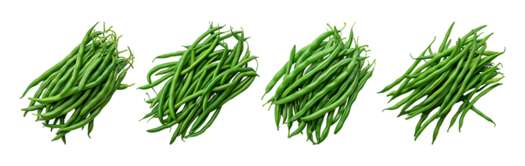 Fresh green beans isolated on a transparent background.