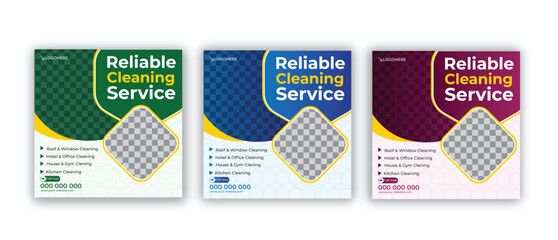 Cleaning service social media post banner template. Home Cleaning social media post banner. office, home and hotel cleaning social media post banner. Cleaning service marketing post banner design