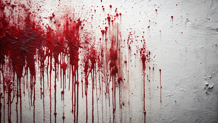 A grungy wall with splatters and stains, like blood paint