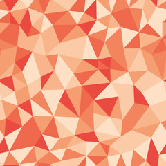 Abstract background with mosaic triangle shapes. Compact triangles size. Repeatable pattern. Peachy color palette. Creative vector tiles. Seamless vector illustration.