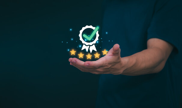 Customer services best excellent business rating experience. Satisfaction survey concept. user gives ratings to service experience on the online application, online marketing, and business processes.