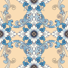 Traditional thai style pattern decorative. flowers thai line repeat seamless pattern tribal folk motif ornament