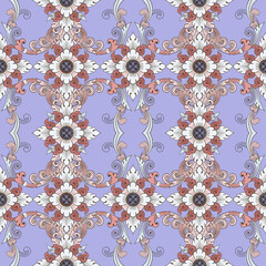 Traditional thai style pattern decorative. flowers thai line repeat seamless pattern tribal folk motif ornament