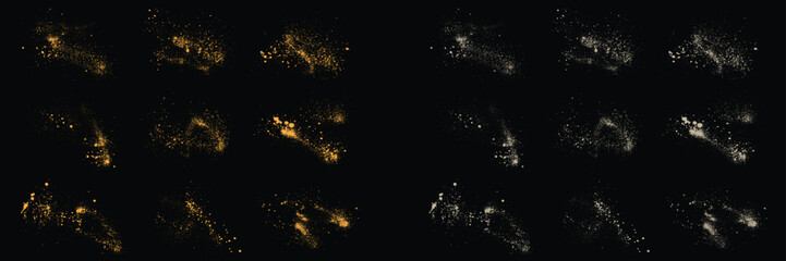 White color grunge texture and gold glitter confetti design element set