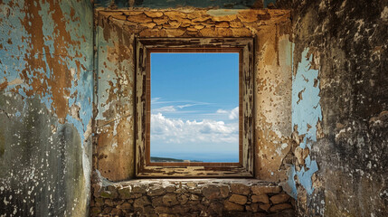 Small Window Framing Infinite Blue Sky