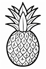Obraz premium Pineapple colouring page, comic style, black and white, bold lines, no shading, white background