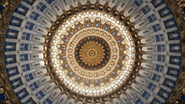 intricate ceiling design featuring an Islamic pattern motif - Powered by Adobe