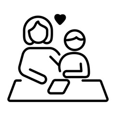Get this linear style icon of mom teaching 