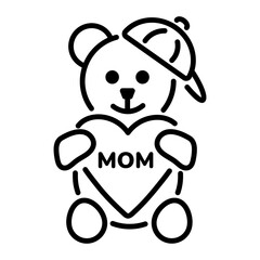 Editable line style icon of teddy gift 