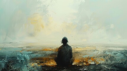 Obraz premium Generate an image portraying the solitude of artistic creation