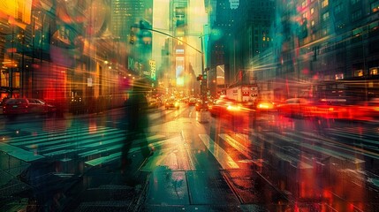 Obraz premium Generate an image portraying the thrill of a journey through downtown