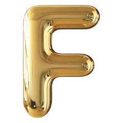 Gold 3D Font Letter F uppercase