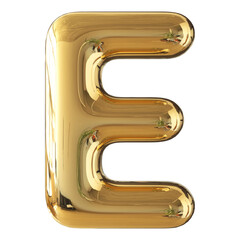 Gold 3D Font Letter E uppercase