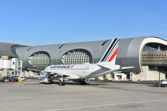 Paris-Roissy-Charles de Gaulle International Airport, France, Europe, AirFrance plane, KLM,  passenger terminal,