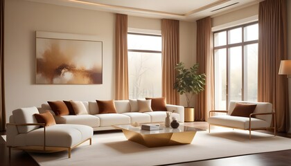 Fototapeta premium white and gold theme modern interior