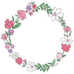 Hand Drawn Floral Frame, vector flowers and leaves, design templates.