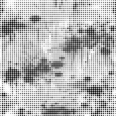 Halftone faded gradient texture. Grunge halftone grit background. White and black sand noise wallpaper. Retro pixilated vector backdrop