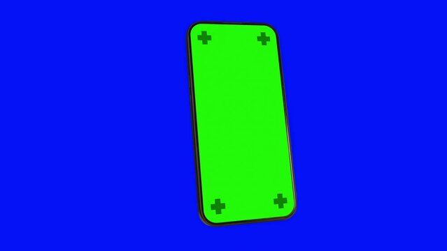 Flagship Smartphone Rotating Vertical on Green Screen with Trackers on the Display