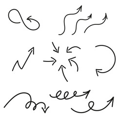 Arrows Set Hand drawn vector icons, Cursor. Sketch simple arrows illustration