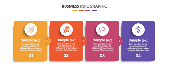 Business infographic design template with 4 options, steps or processes. Can be used for workflow layout, diagram, annual report, web design	
