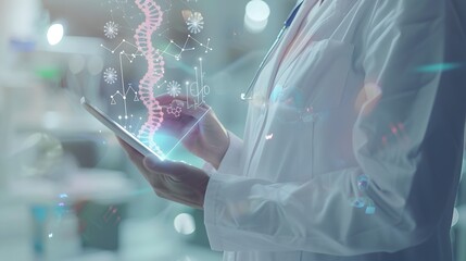 Innovative Digital Technology Concepts with Futuristic Holographic Displays and Molecular Structures