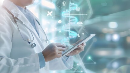 Healthcare Professional Utilizing Digital Tablet for Medical Diagnosis and Analysis