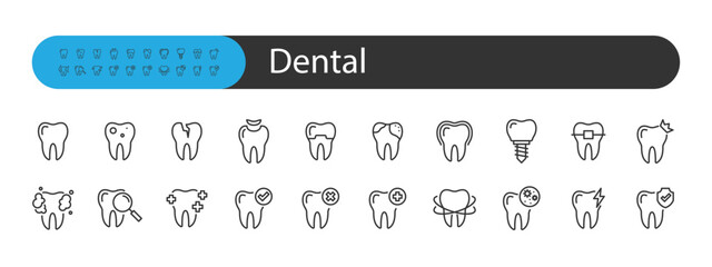 set of dental icons, dentist, teeth, oral care
