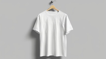 shirt mockup on a hanger, isolated cutout, fashion, template, cotton, shirt, design, cloth, t-shirt, wear, blank, white, front, casual, textile, empty, advertisement, fabric