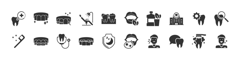 Fototapeta premium set of dental icons, dentist, teeth, oral care