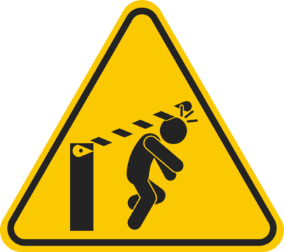 Yellow triangle sign of gate hit head, for automatic moving gate caution sign