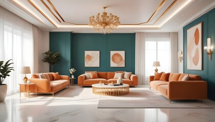 white and gold theme modern interior