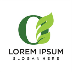 Letter leaf  logo design simple concept Premium Vector