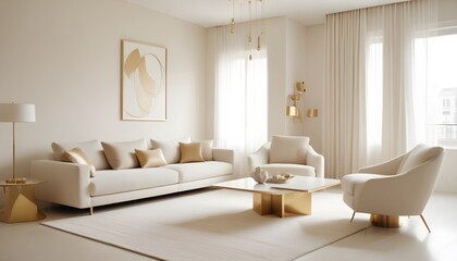 white and gold theme modern interior